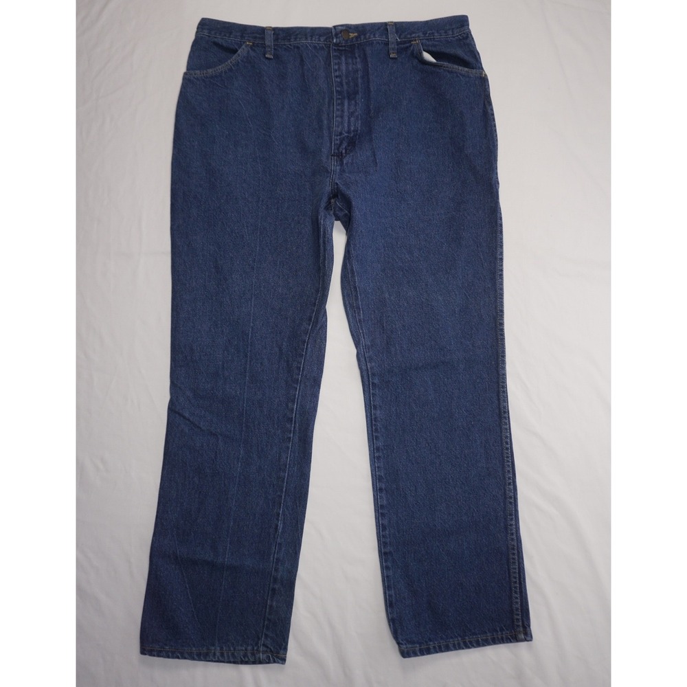 Rustler 42x32 Blue Denim Straight Leg Jeans Vintage Made In USA
